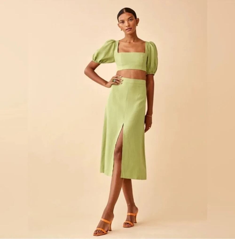 Reformation Jonas linen set size 4 green